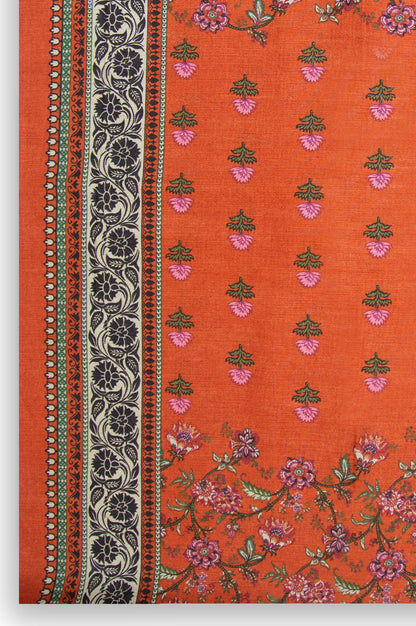 Printed Khaddar Dupatta - Orange