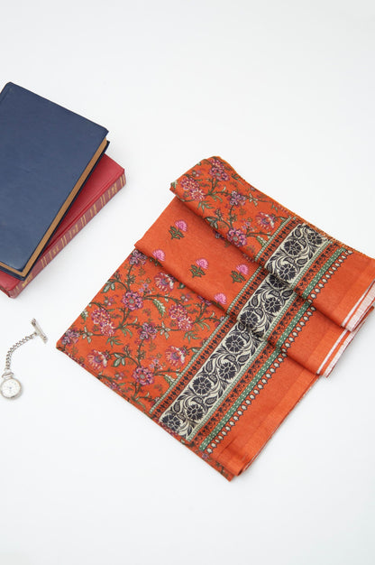 Printed Khaddar Dupatta - Orange