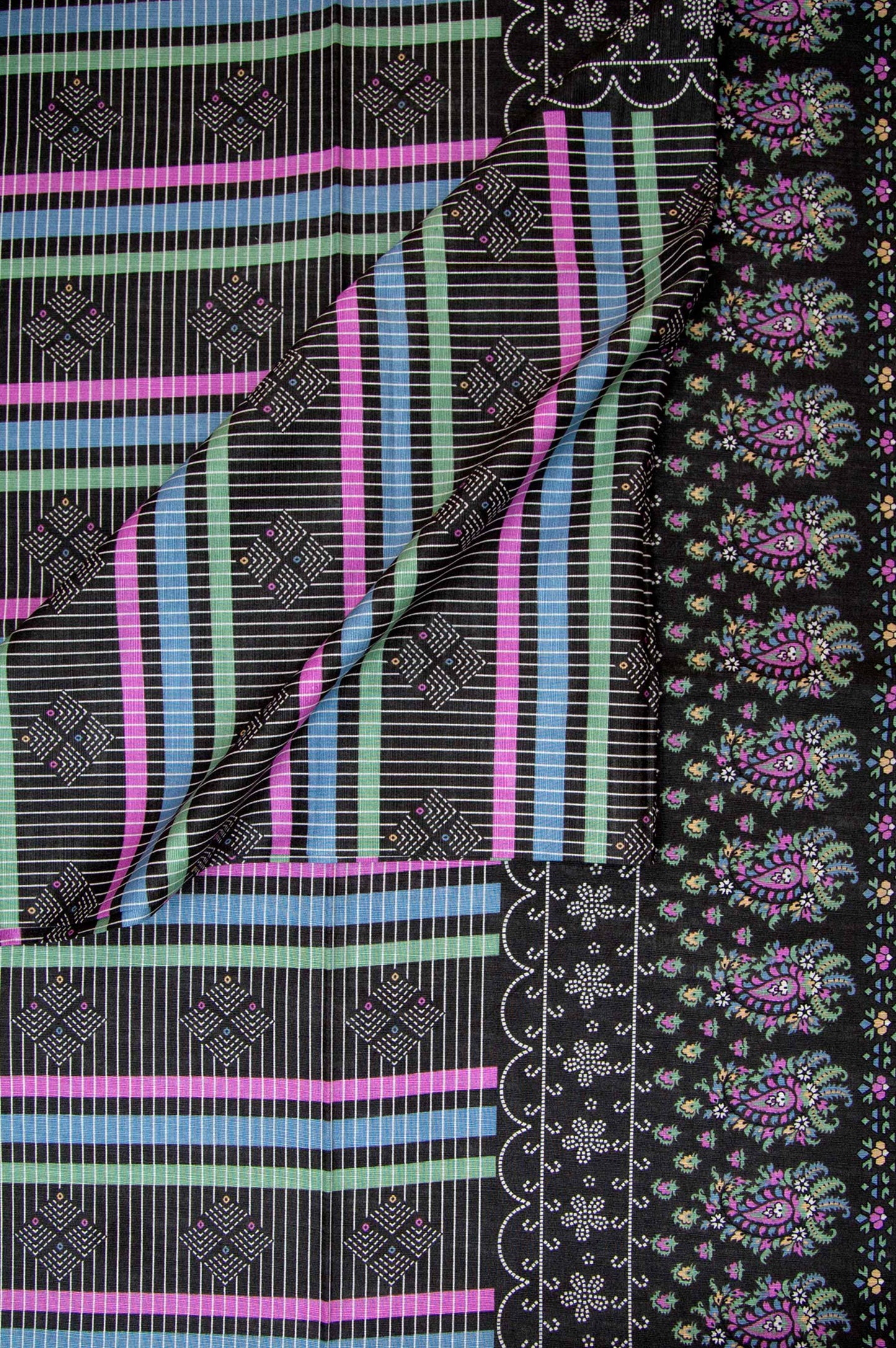 Printed Khaddar Dupatta - Black