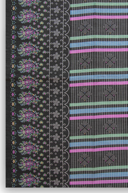 Printed Khaddar Dupatta - Black