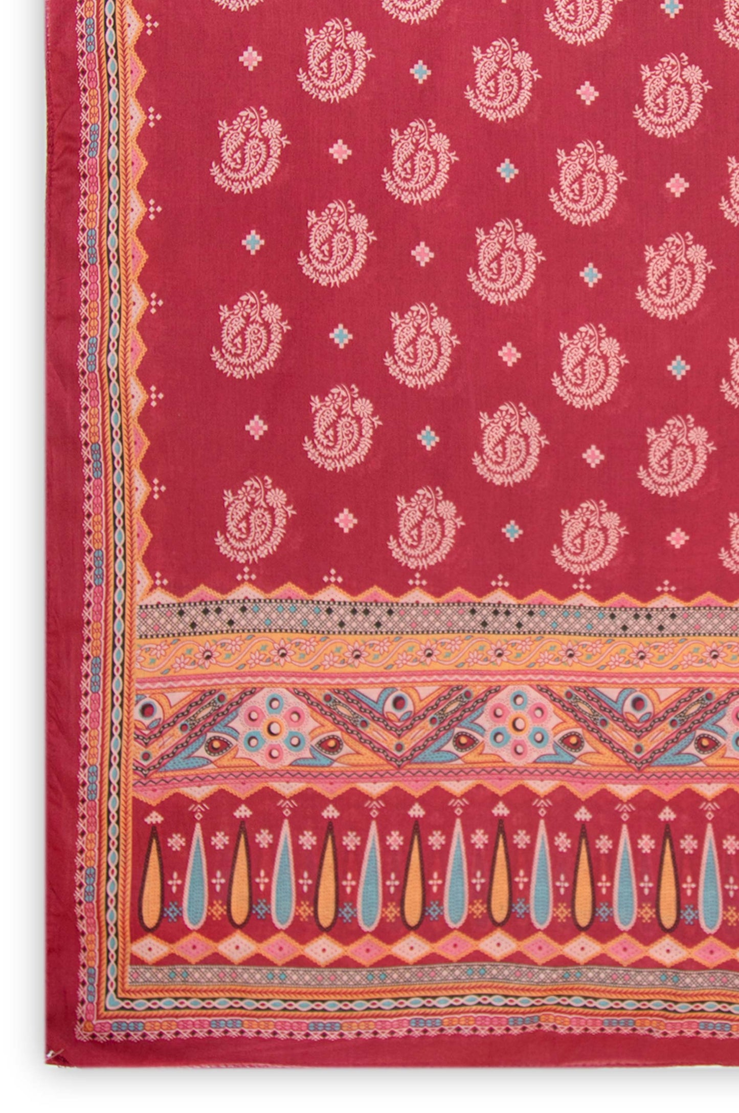 Printed Lawn Dupatta - Maroon