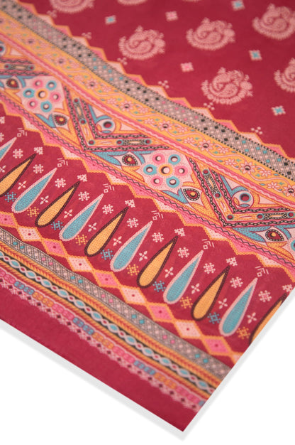 Printed Lawn Dupatta - Maroon