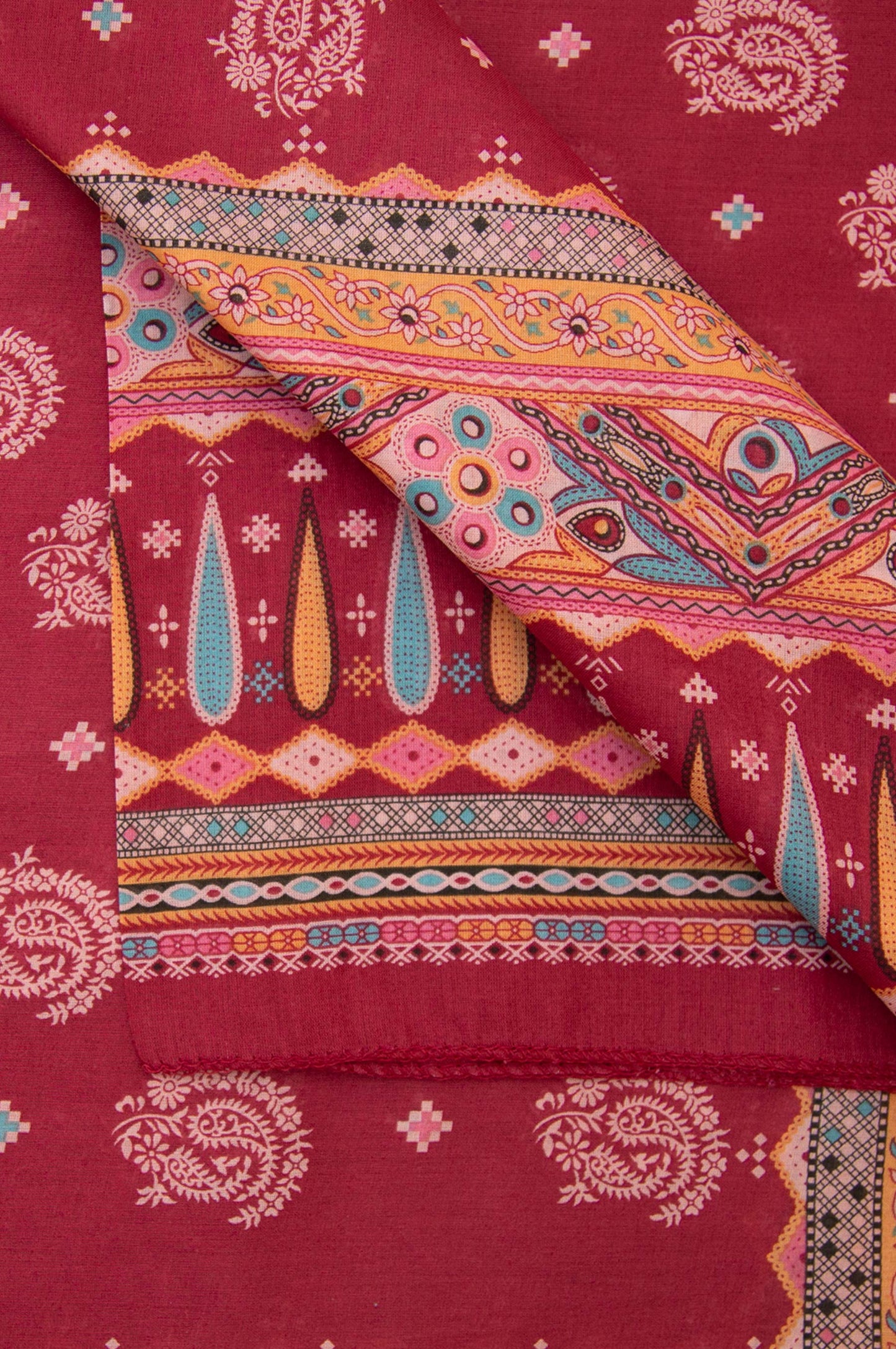 Printed Lawn Dupatta - Maroon