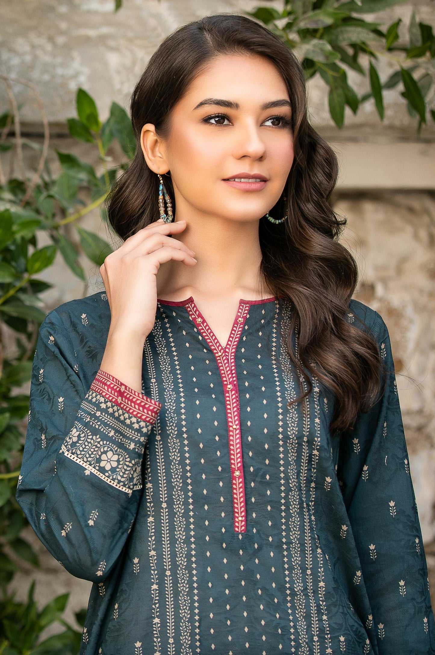 Stitched 1 Piece Digital Printed Self Jacquard Shirt