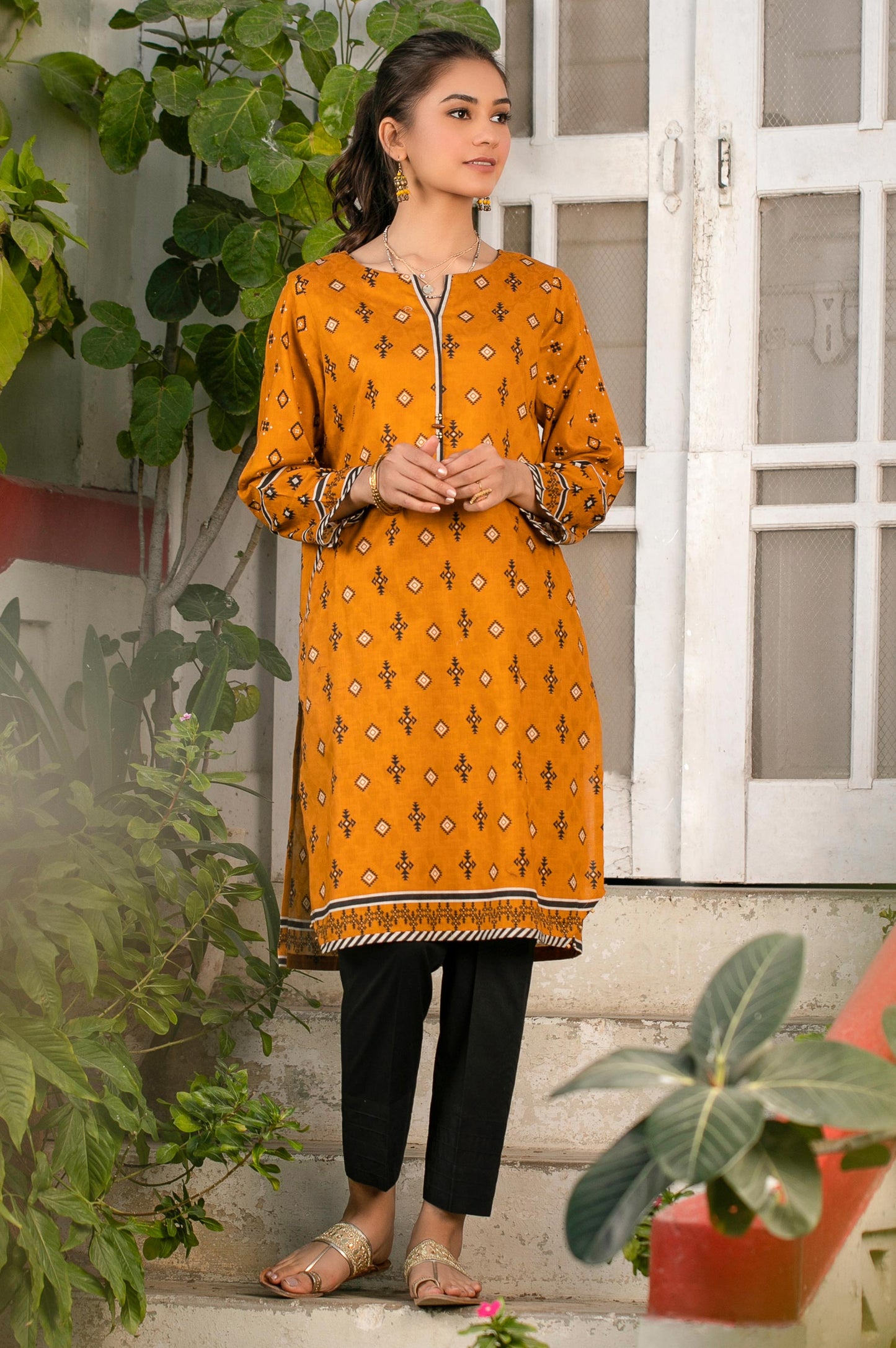 Stitched 1 Piece Digital Printed Self Jacquard Shirt