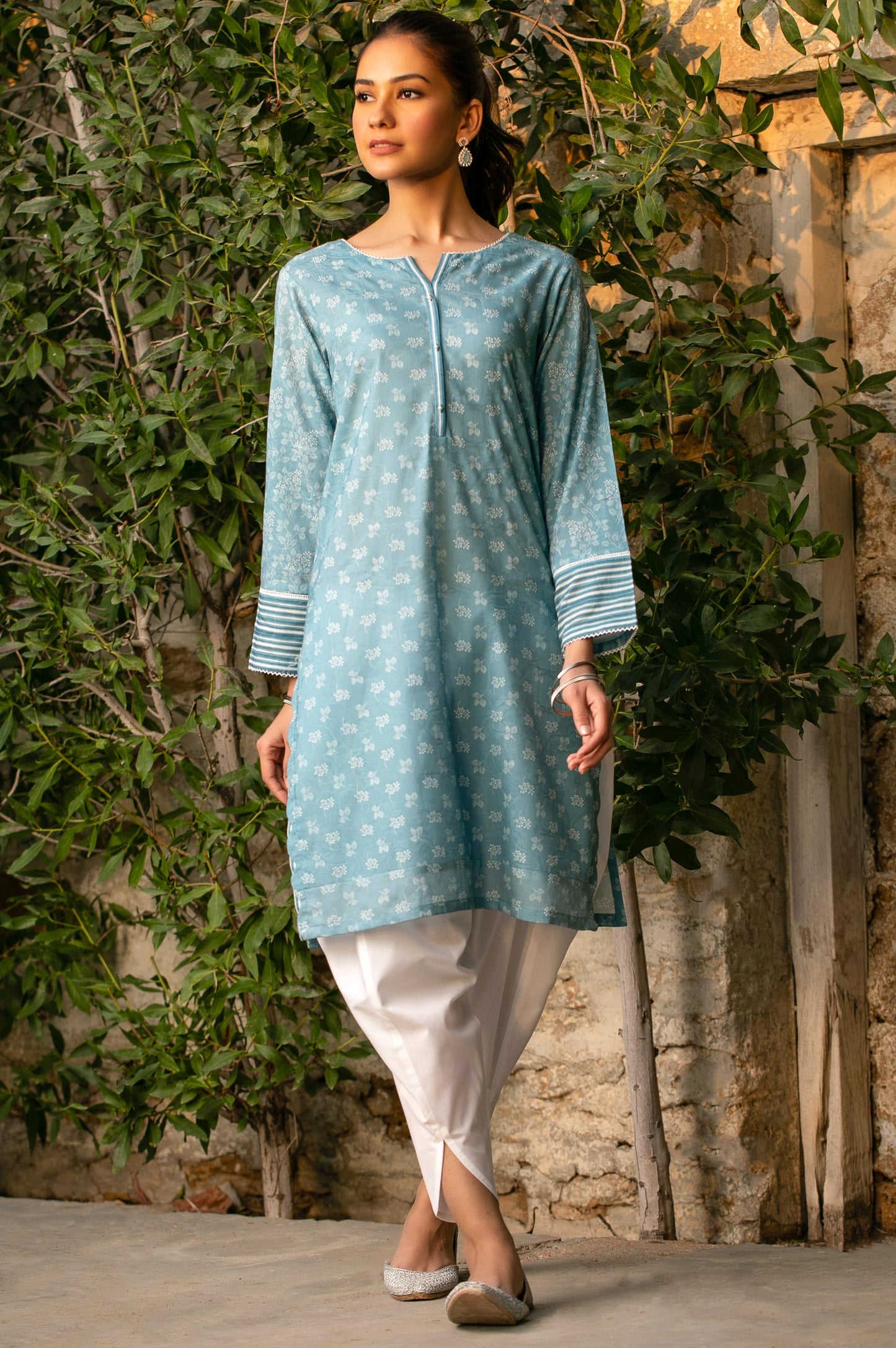 Stitched 1 Piece Digital Printed Self Jacquard Shirt