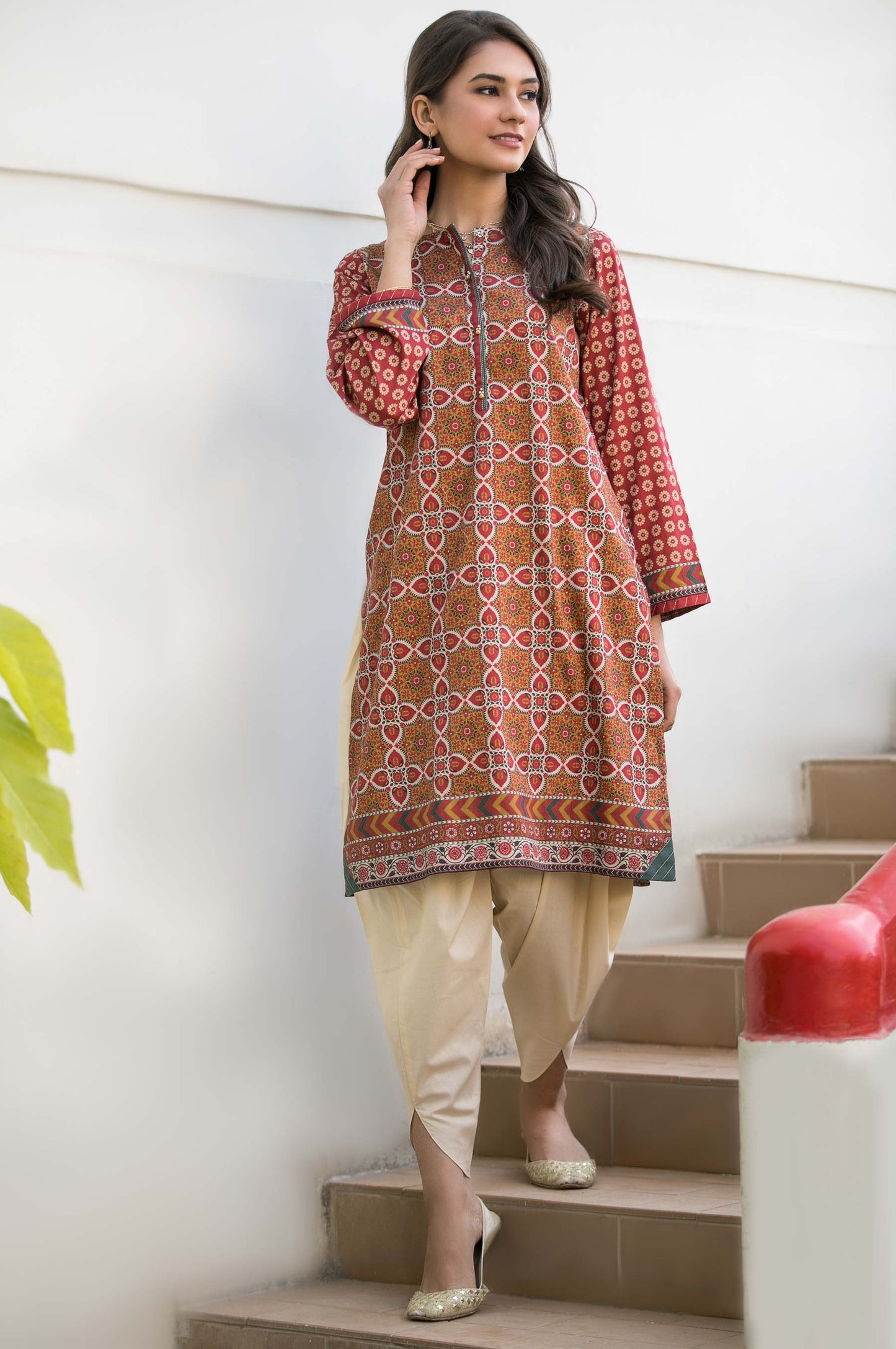 Stitched 1 Piece Digital Printed Cotton Satin Shirt