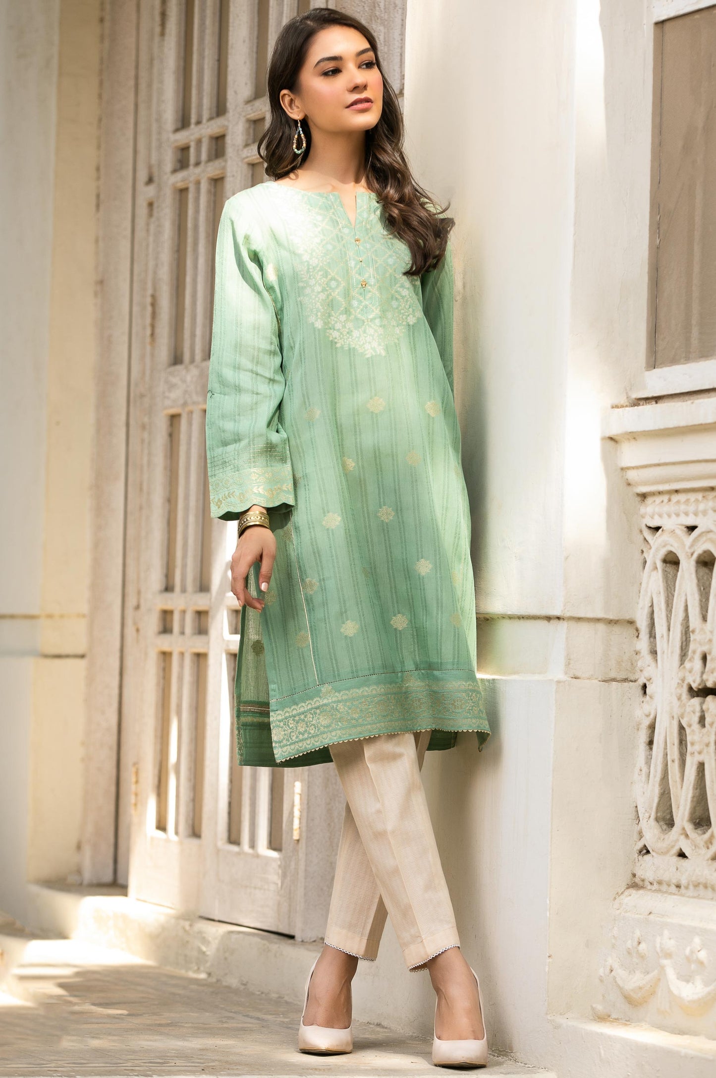 Stitched 1 Piece Yarn Dyed Jacquard Shirt