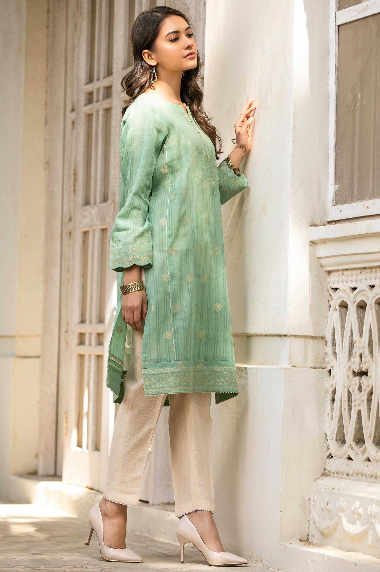 Stitched 1 Piece Yarn Dyed Jacquard Shirt