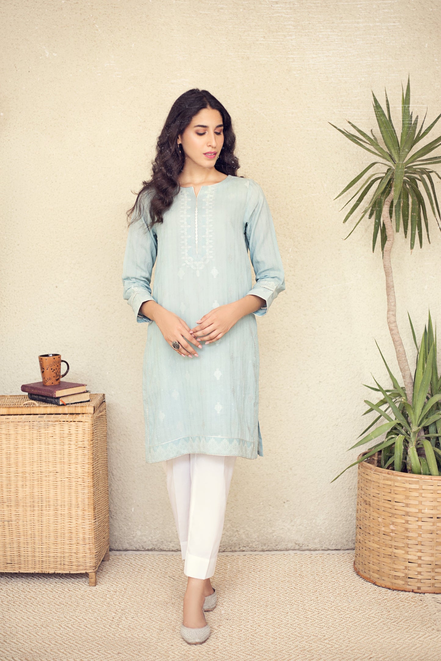 Stitched 1 Piece Yarn Dyed Jacquard Shirt