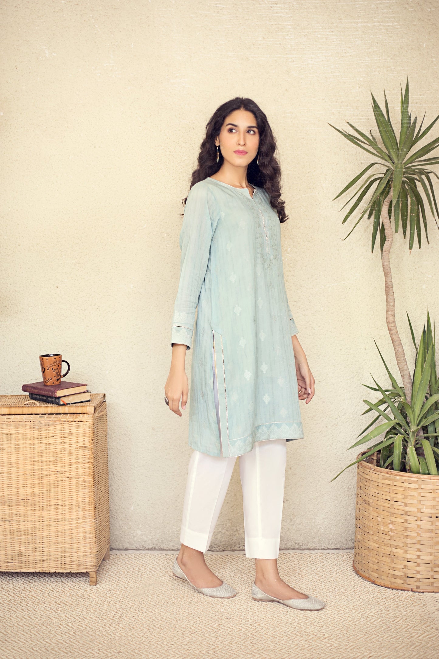 Stitched 1 Piece Yarn Dyed Jacquard Shirt