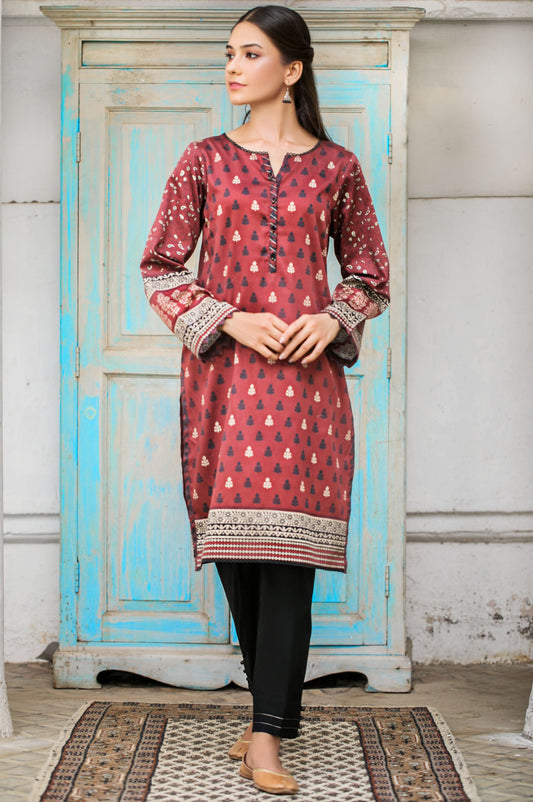 Stitched 1 Piece Digital Printed Cotton Satin Shirt