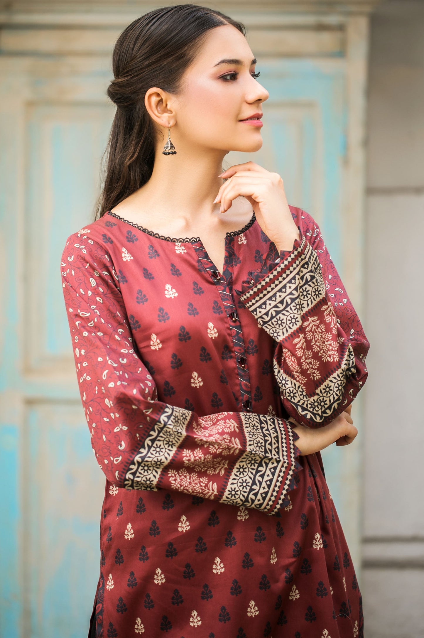 Stitched 1 Piece Digital Printed Cotton Satin Shirt