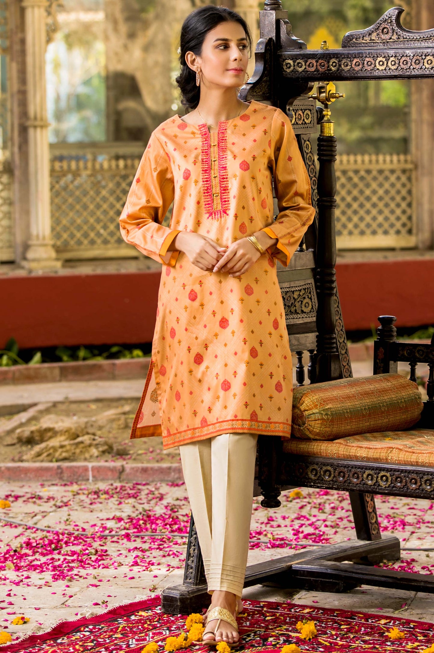 Stitched 1 Piece Digital Printed Cotton Satin Shirt