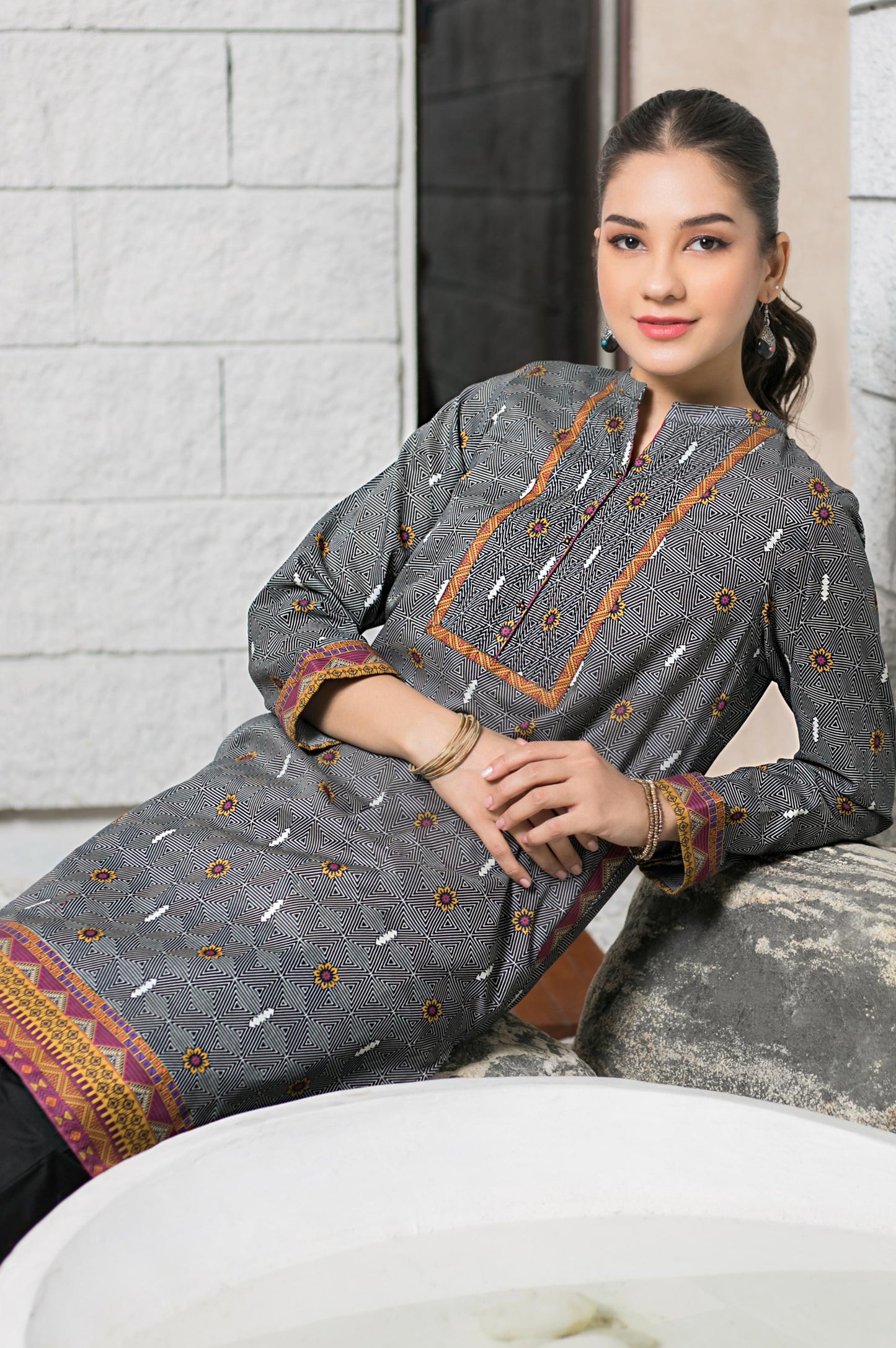 Stitched 1 Piece Digital Printed Cambric Shirt