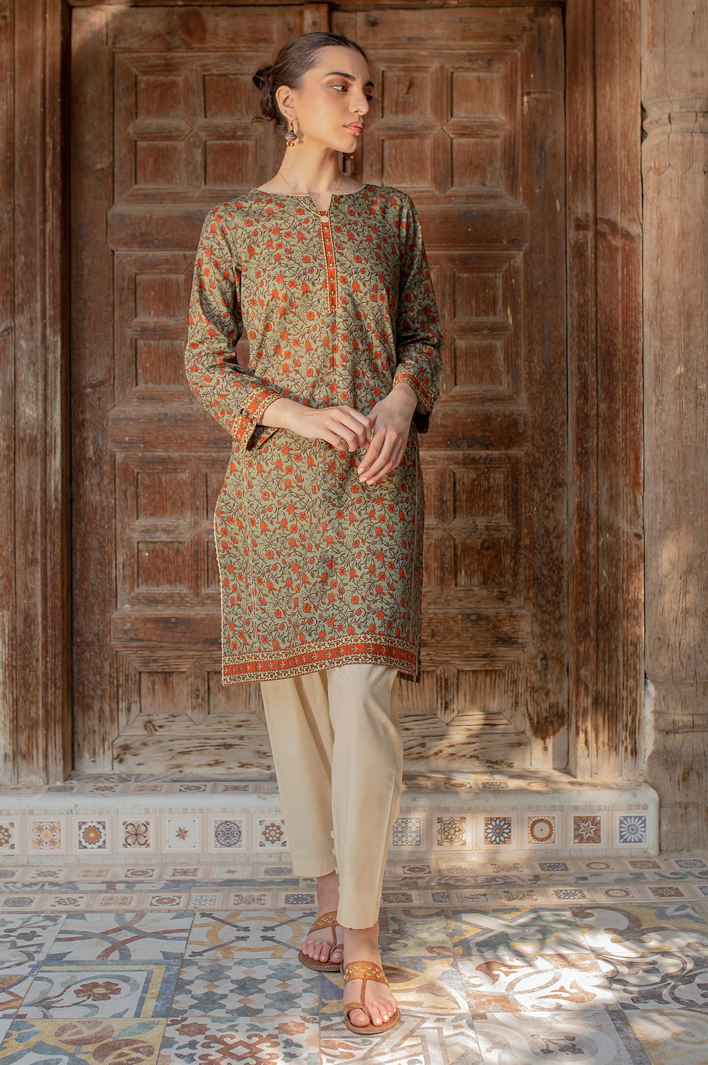 Stitched 1 Piece Printed Khaddar Shirt