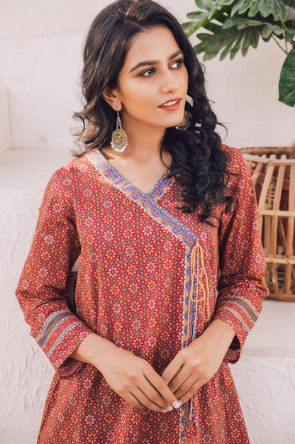 Stitched 1 Piece Digital Printed Cotton Satin Shirt