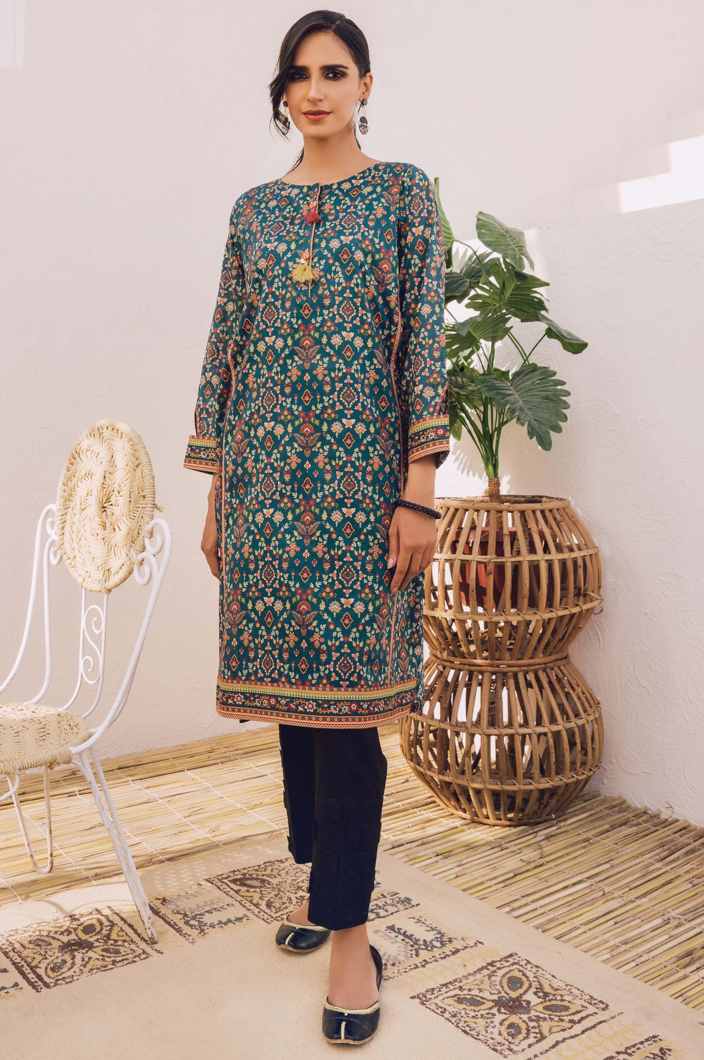 Stitched 1 Piece Digital Printed Cotton Satin Shirt