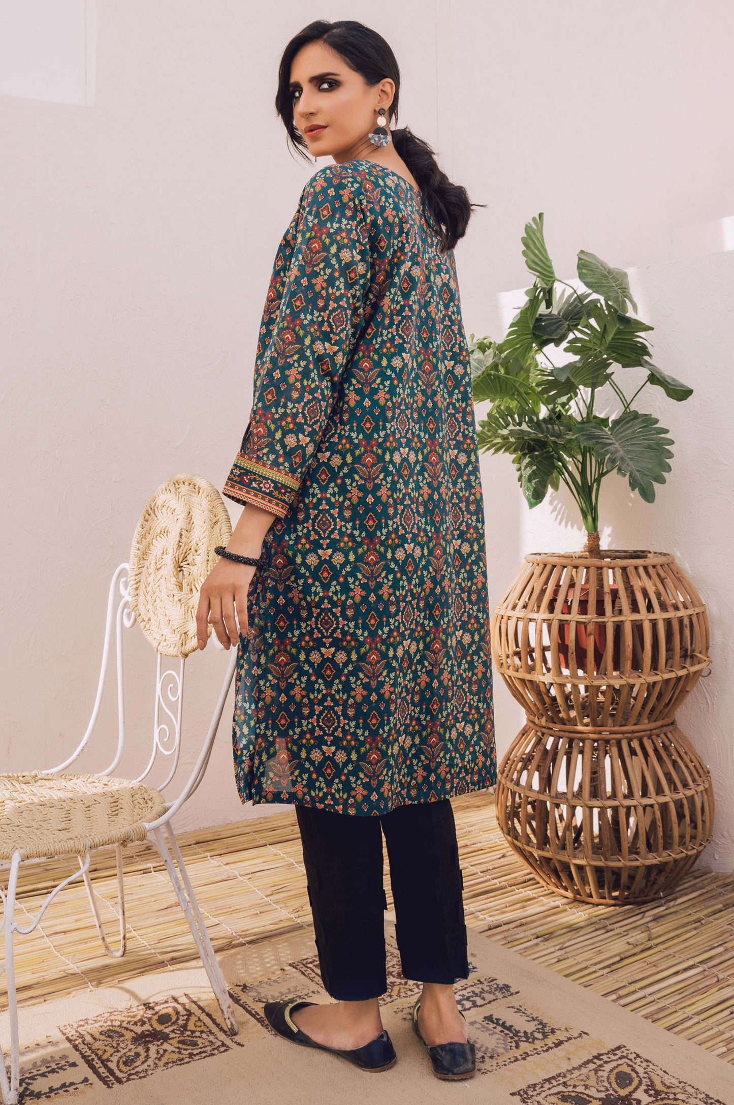 Stitched 1 Piece Digital Printed Cotton Satin Shirt