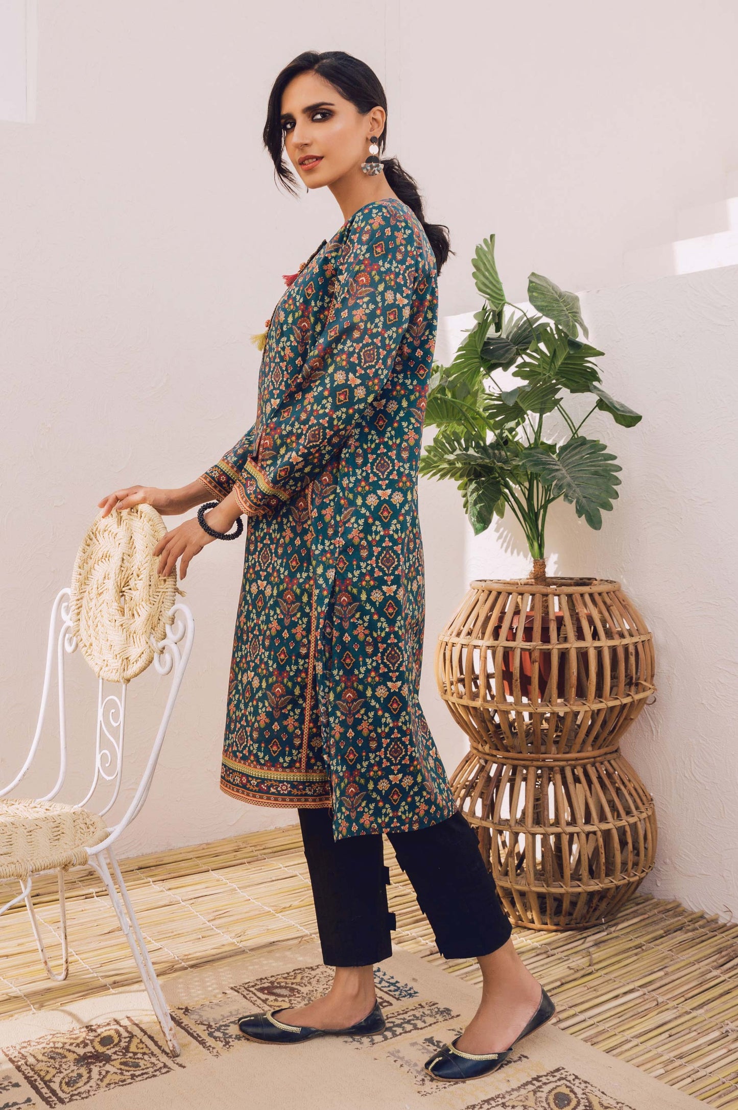 Stitched 1 Piece Digital Printed Cotton Satin Shirt