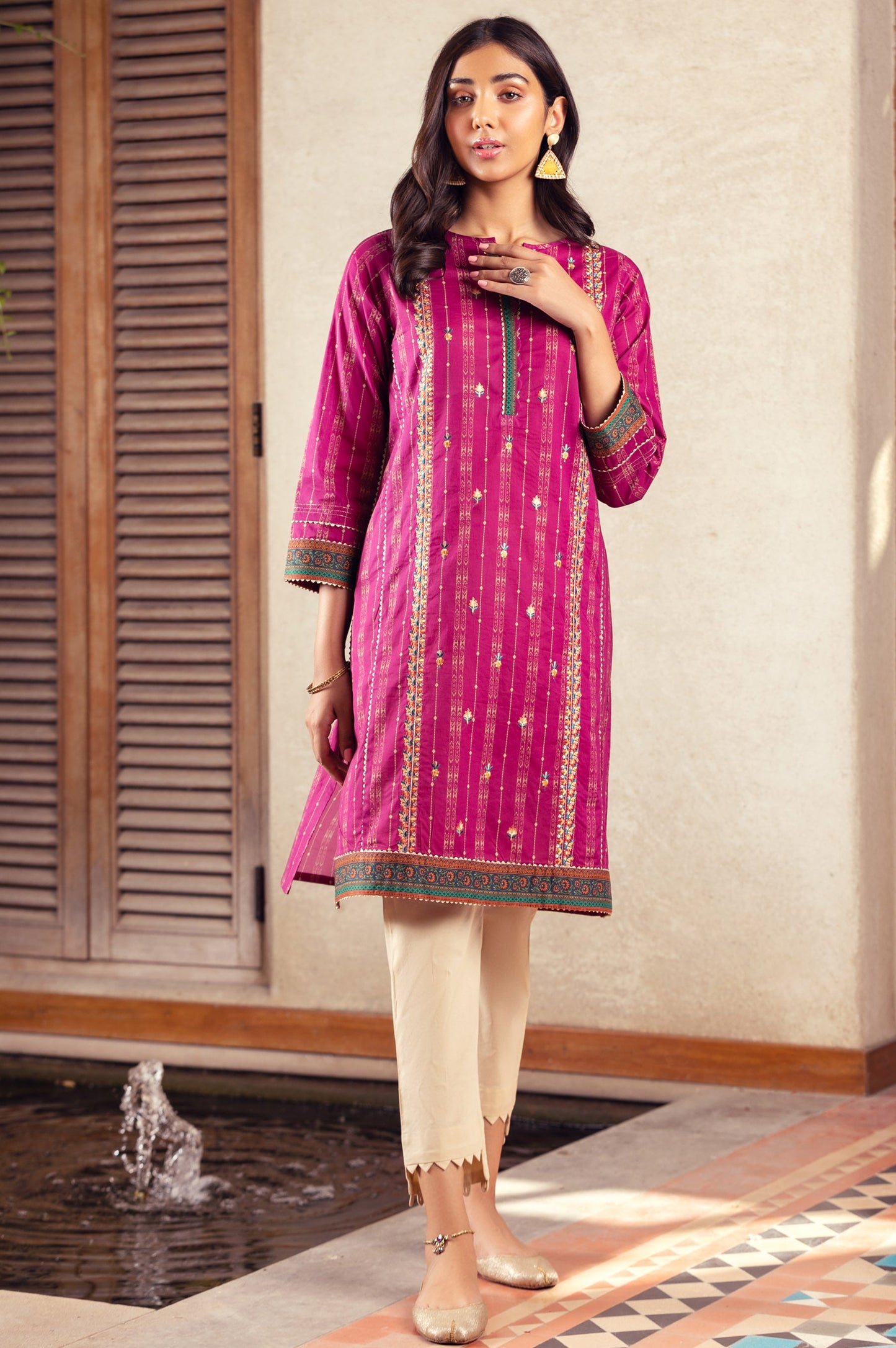 Stitched 1 Piece Embroidered Doria Lawn Shirt