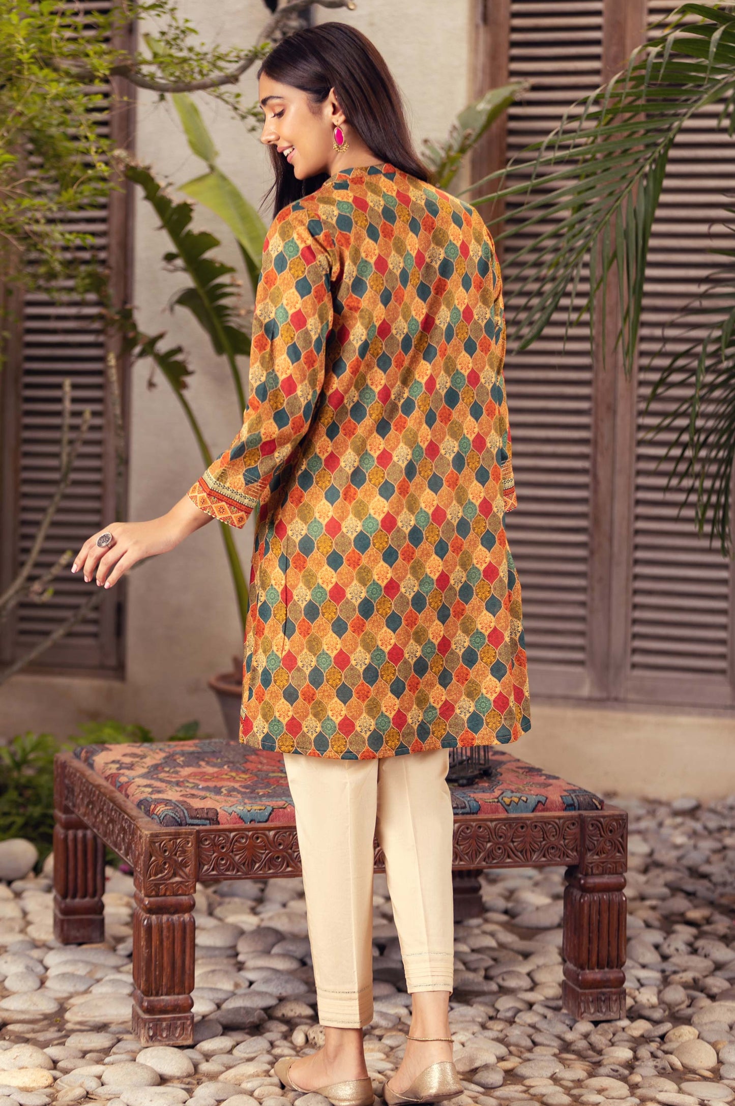 Stitched 1 Piece Digital Printed Cotton Satin Shirt