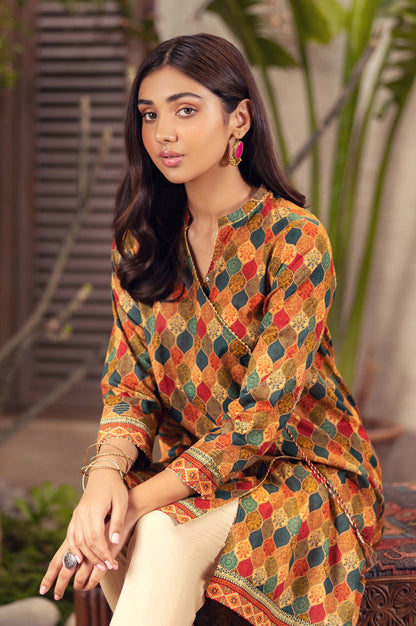 Stitched 1 Piece Digital Printed Cotton Satin Shirt