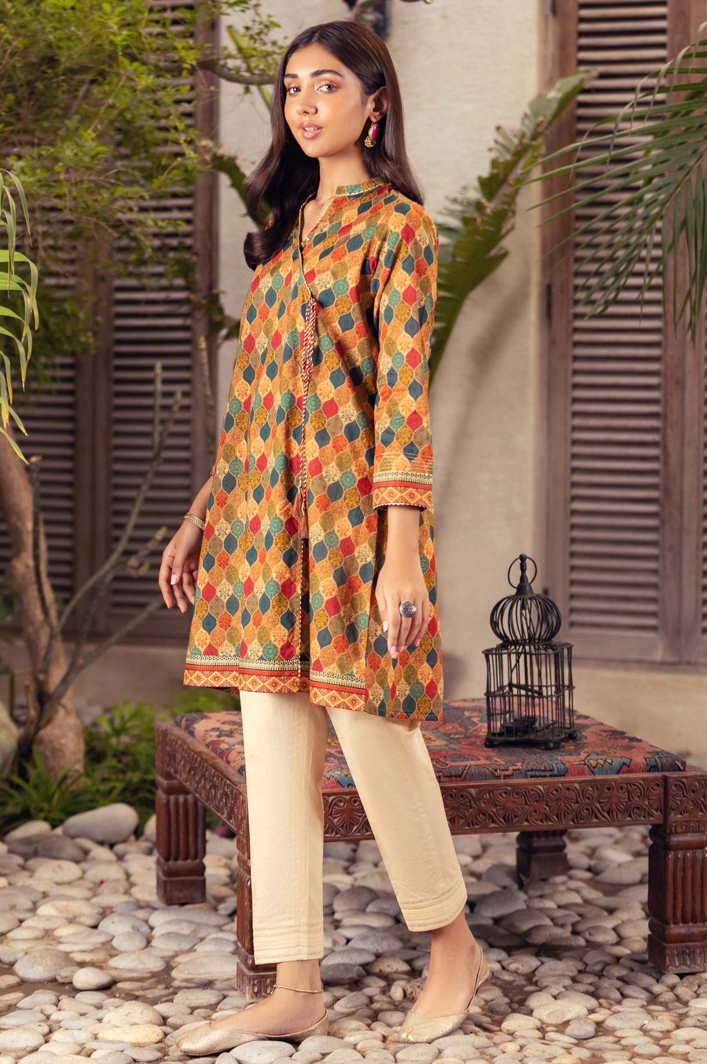 Stitched 1 Piece Digital Printed Cotton Satin Shirt