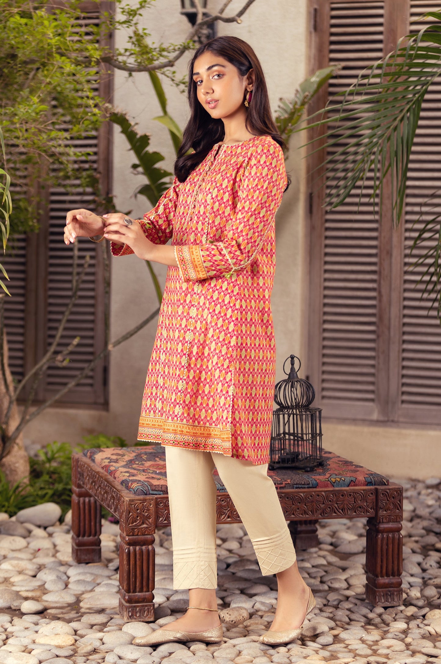 Stitched 1 Piece Digital Printed Cotton Satin Shirt