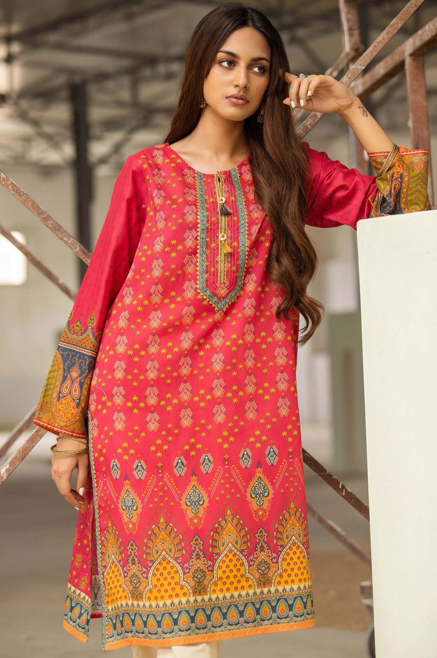 Stitched 1 Piece Digital Printed Cambric Shirt