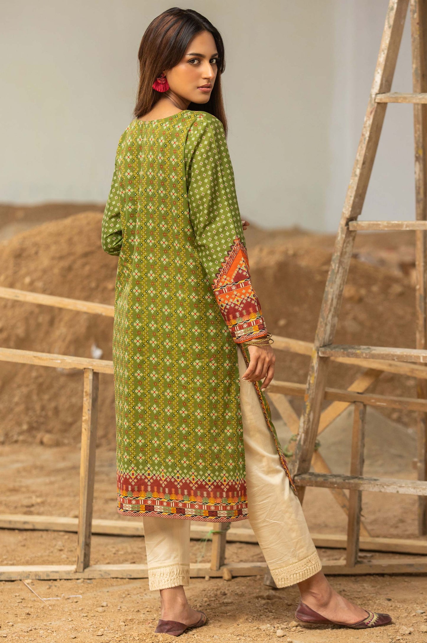 Stitched 1 Piece Digital Printed Cotton Satin Shirt