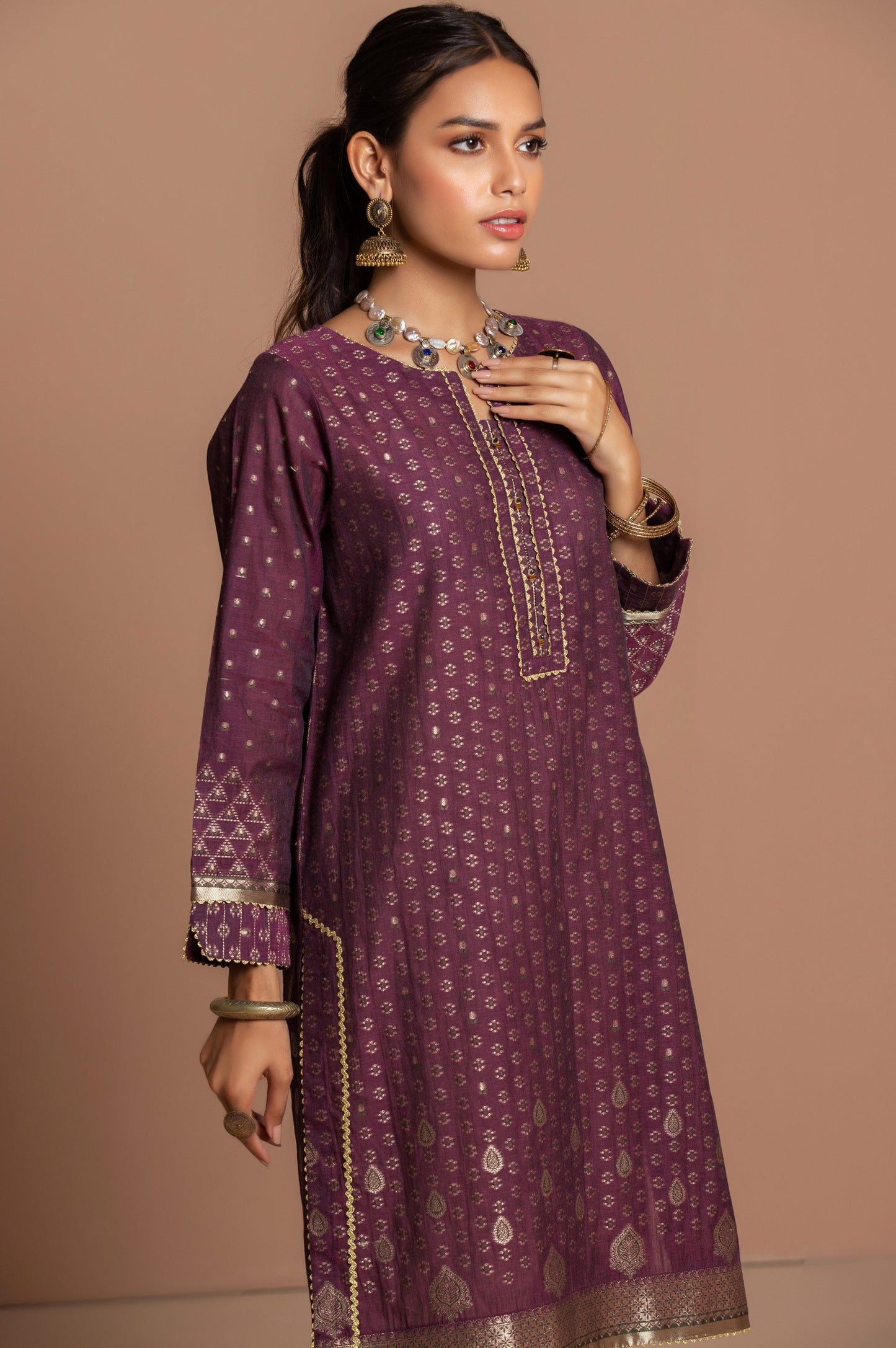 Stitched 1 Piece Yarn Dyed Jacquard Shirt