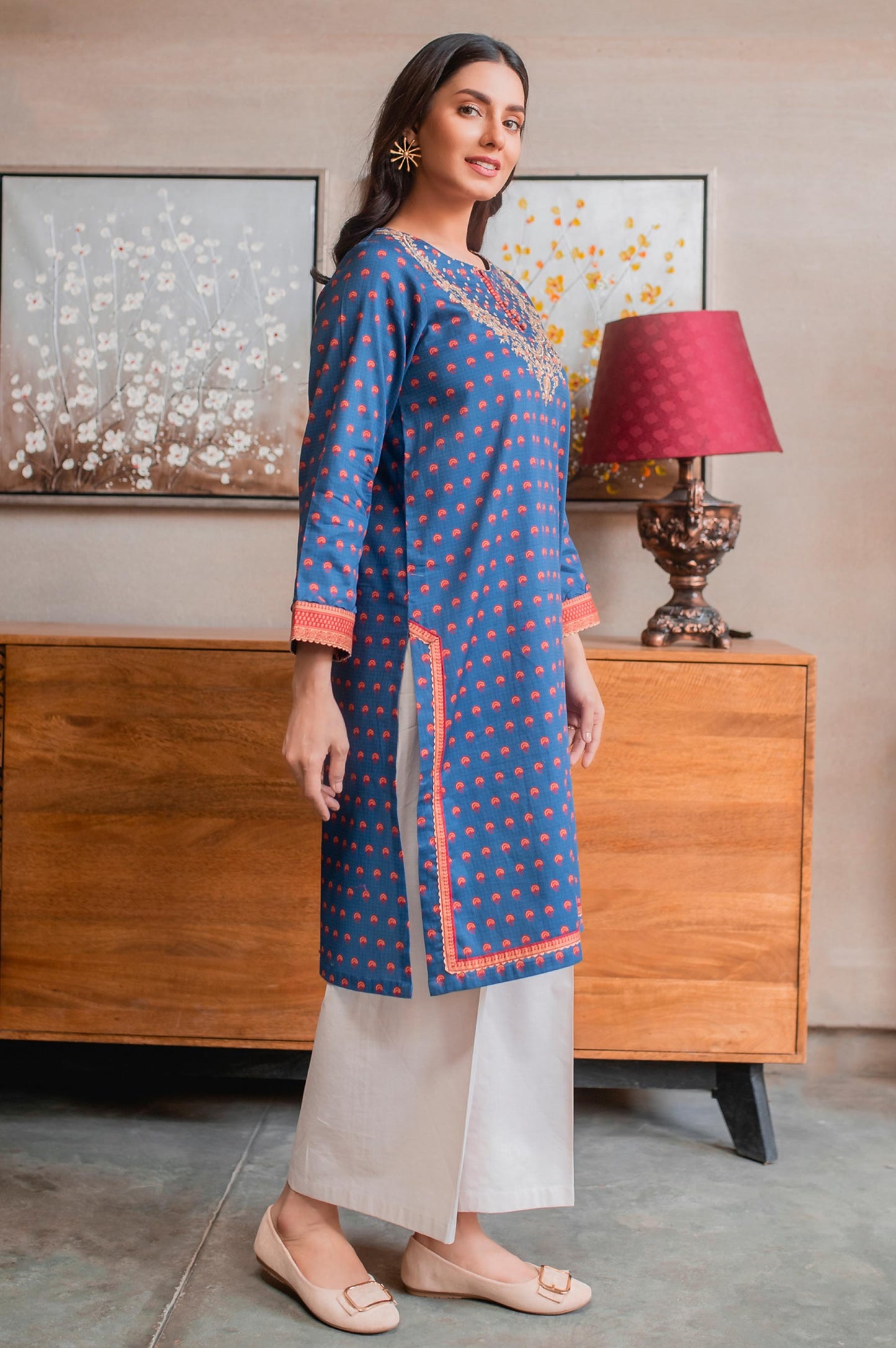 Stitched 1 Piece Embroidered Khaddar Shirt