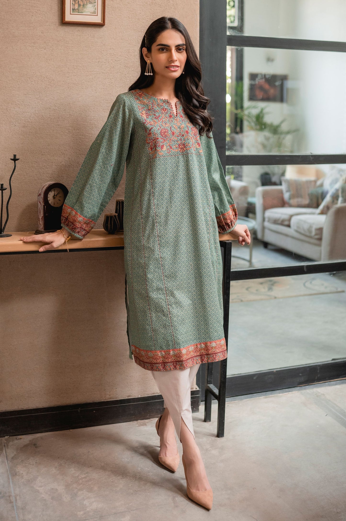 Stitched 1 Piece Embroidered Khaddar Shirt