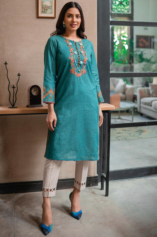 Stitched 1 Piece Embroidered Khaddar Shirt