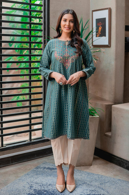 Stitched 1 Piece Embroidered Maysuri Jacquard Shirt