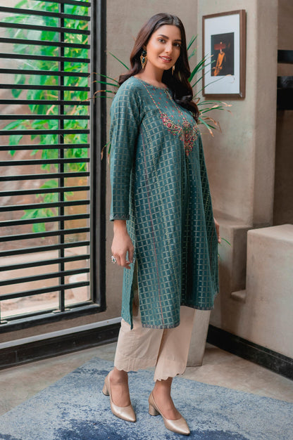 Stitched 1 Piece Embroidered Maysuri Jacquard Shirt