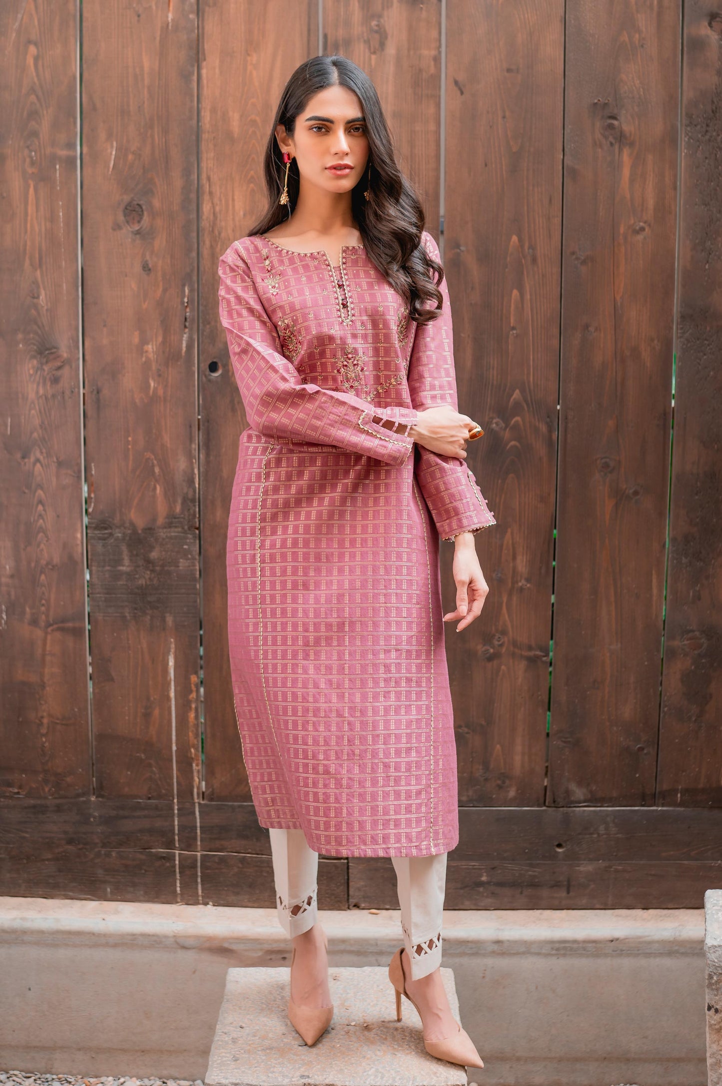 Stitched 1 Piece Embroidered Maysuri Jacquard Shirt