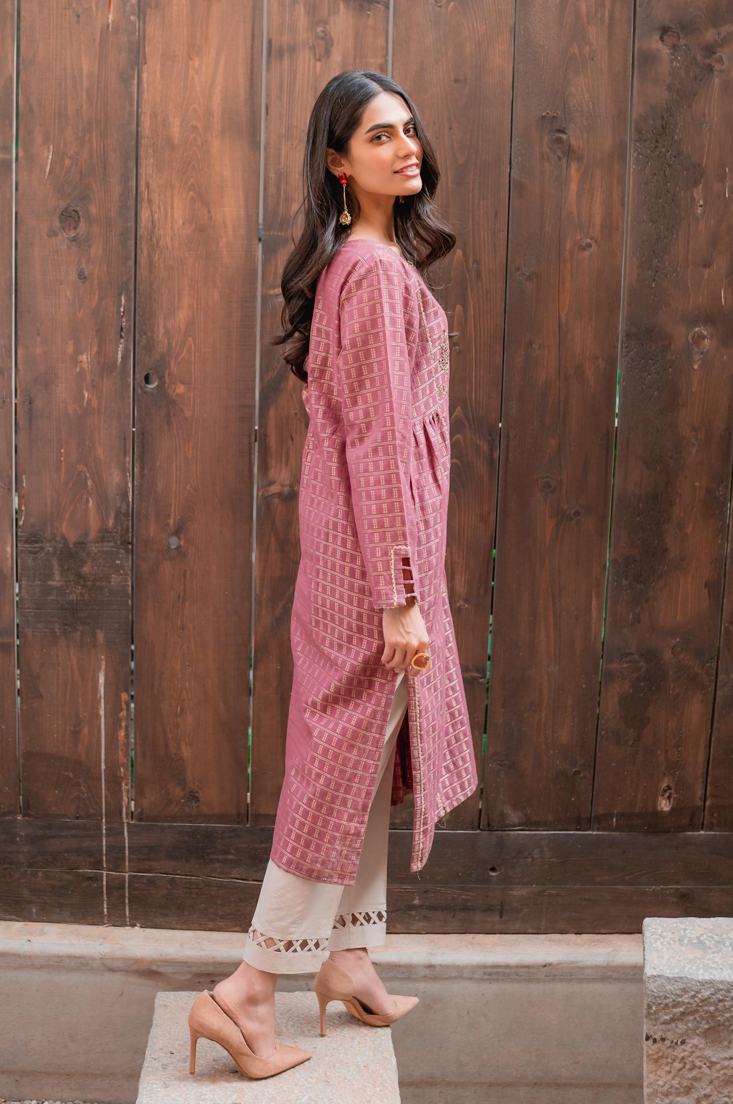 Stitched 1 Piece Embroidered Maysuri Jacquard Shirt