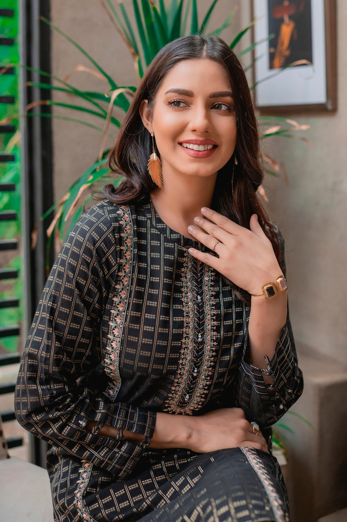 Stitched 1 Piece Embroidered Maysuri Jacquard Shirt