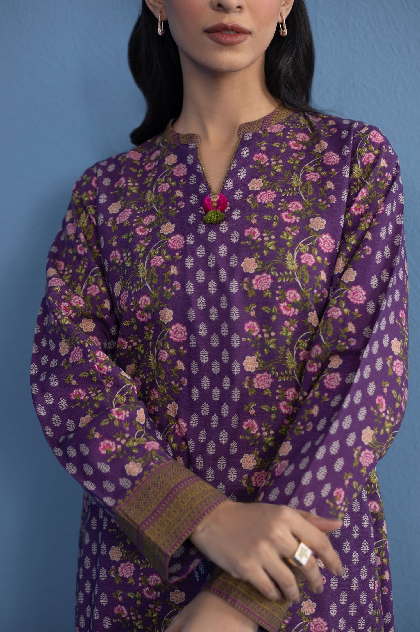Stitched 1 Piece Printed Khaddar Shirt