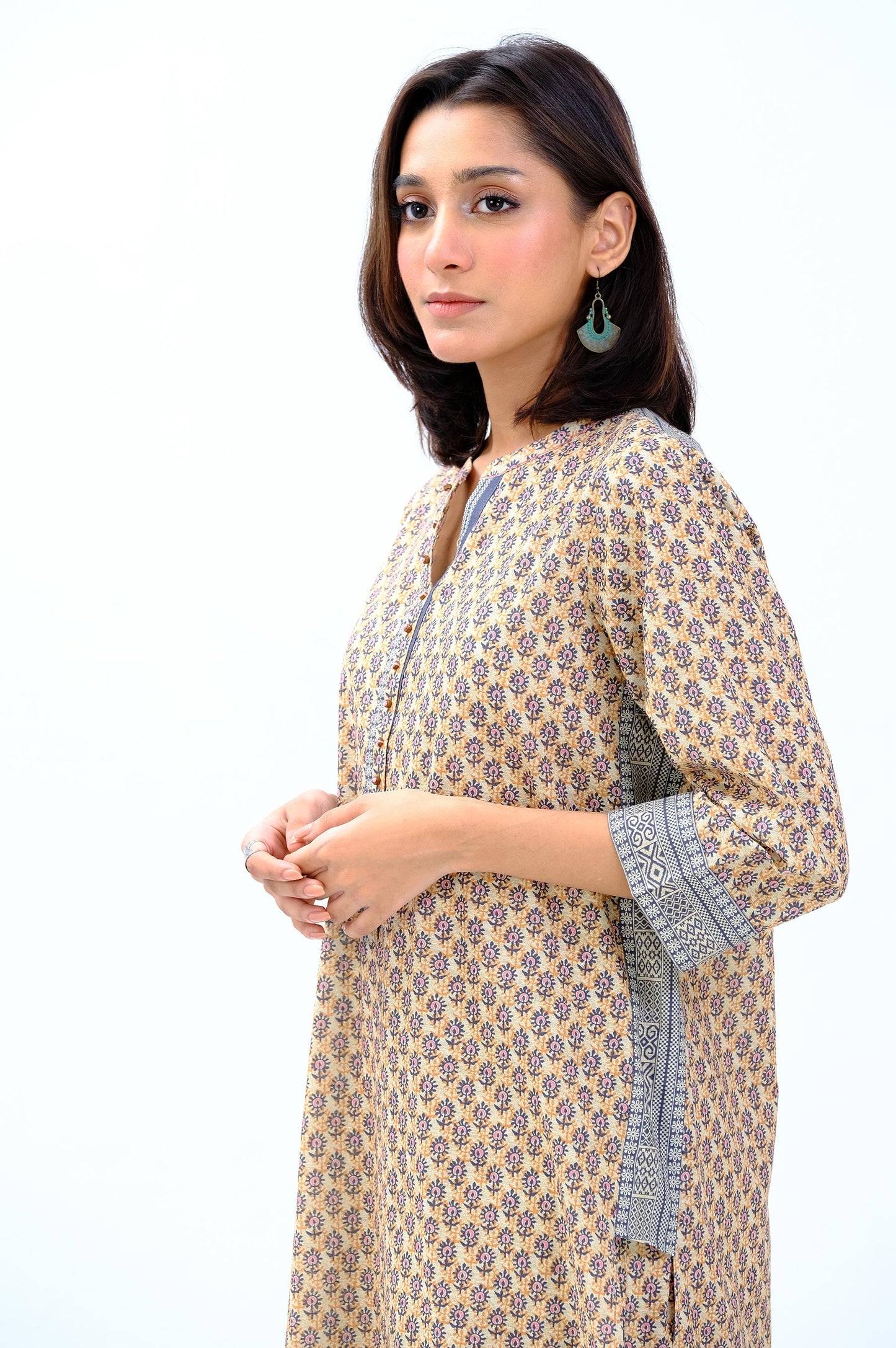 Stitched 1 Piece Printed Khaddar Shirt