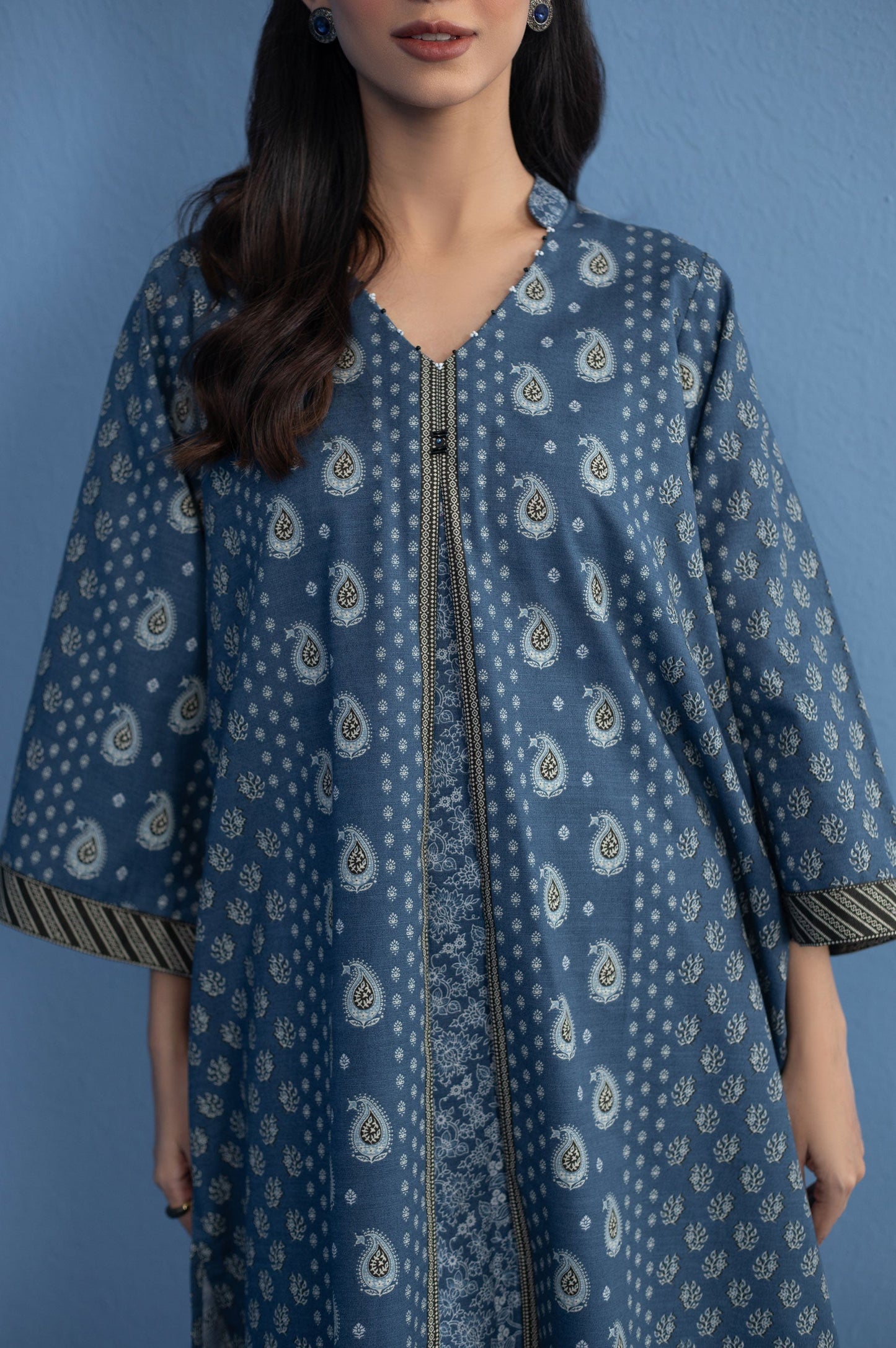 Stitched 1 Piece Printed Khaddar Shirt