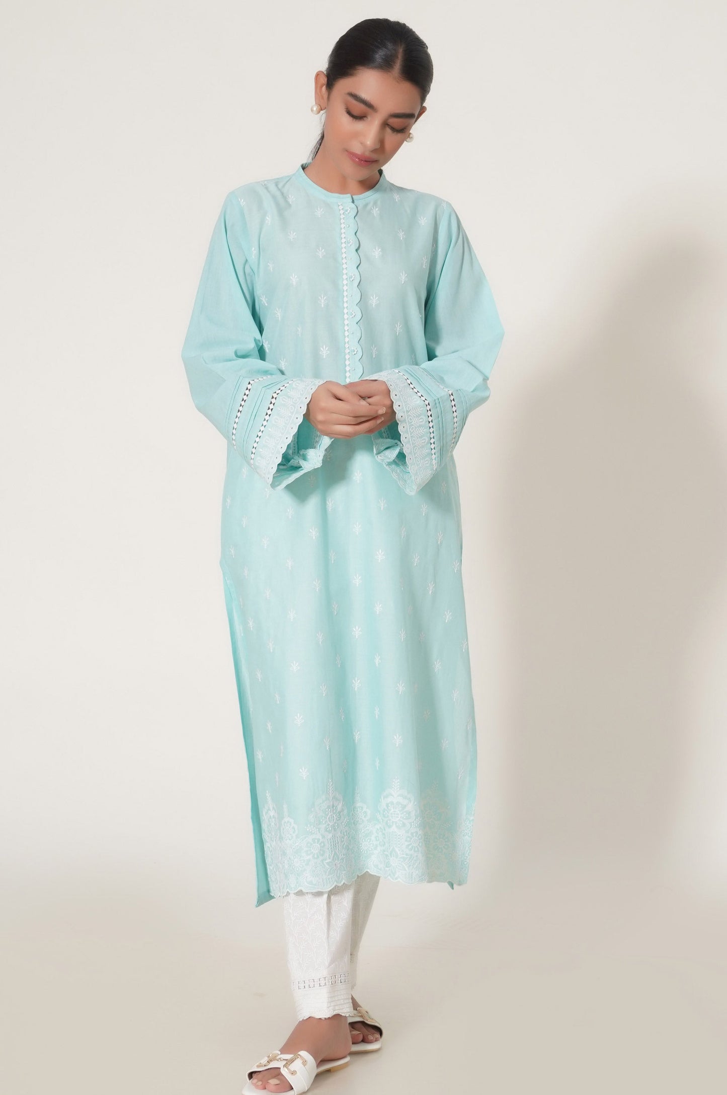 Stitched 1 Piece  Cambric Shirt