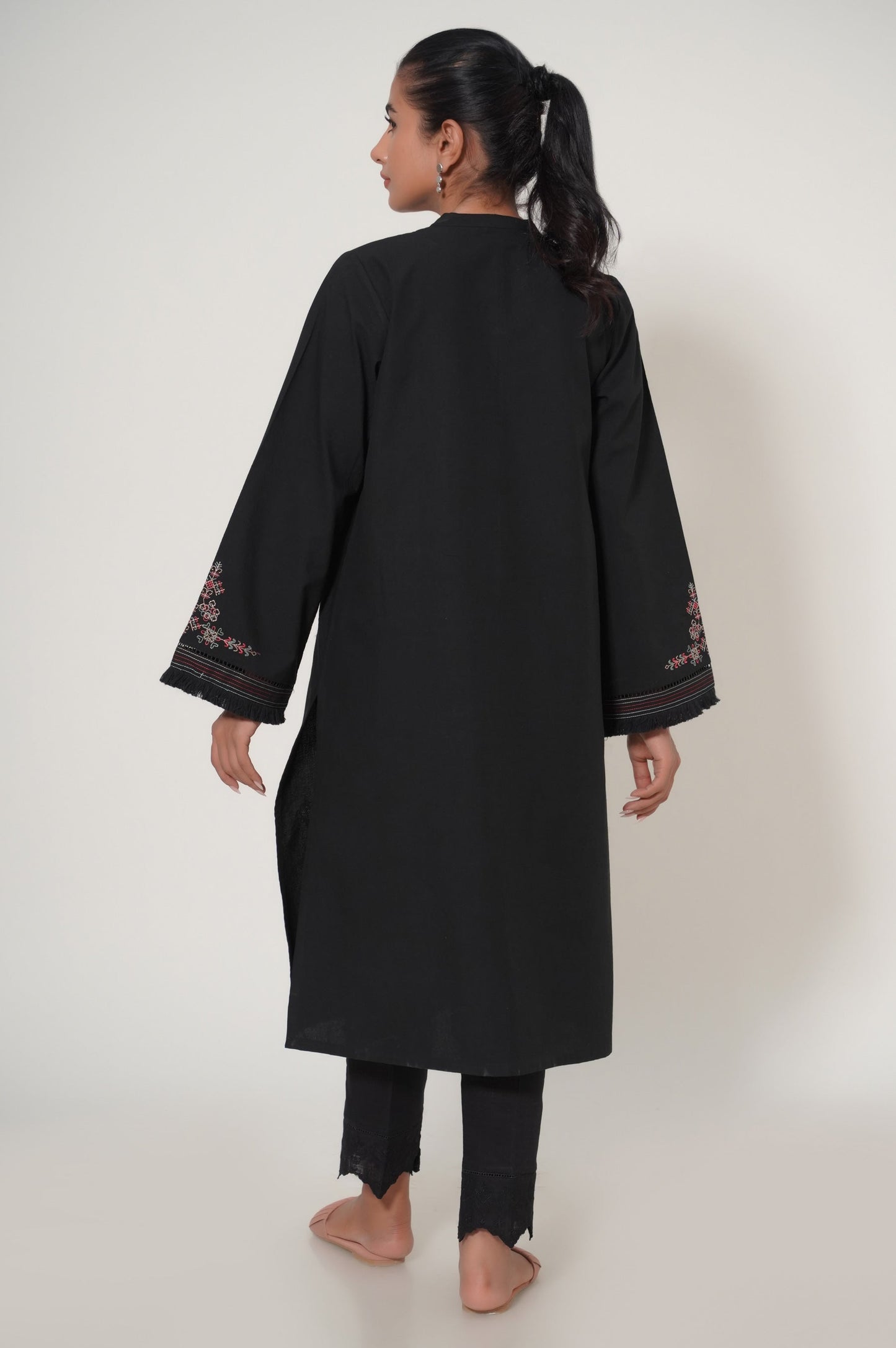 Stitched 1 Piece Embroidered Slub Cambric