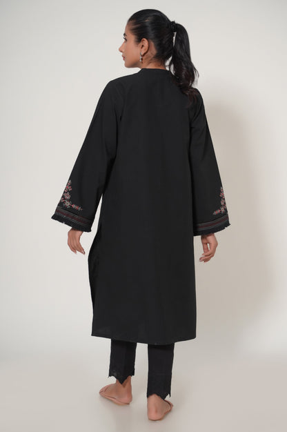 Stitched 1 Piece Embroidered Slub Cambric