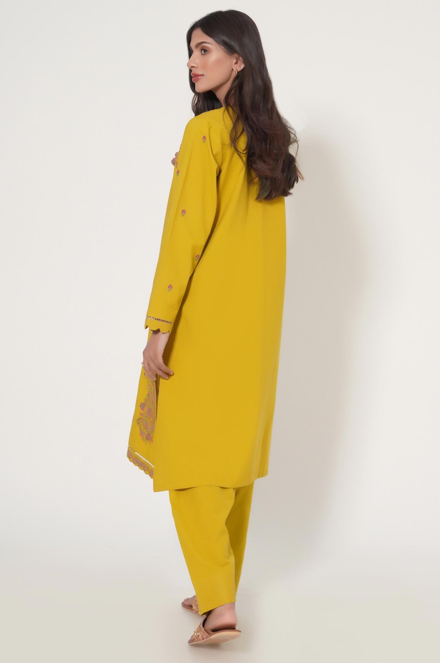 Stitched 1 Piece Embroidered Slub Cambric