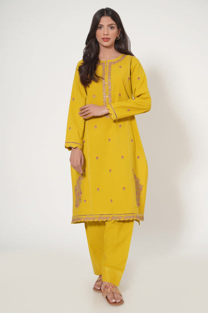 Stitched 1 Piece Embroidered Slub Cambric