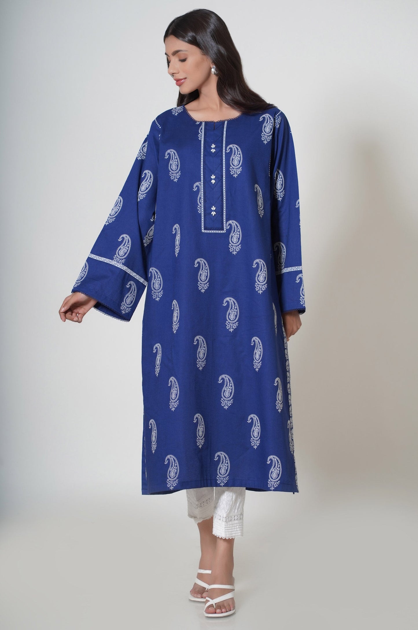 Stitched 1 Piece Puff Printed Cambric Shirt