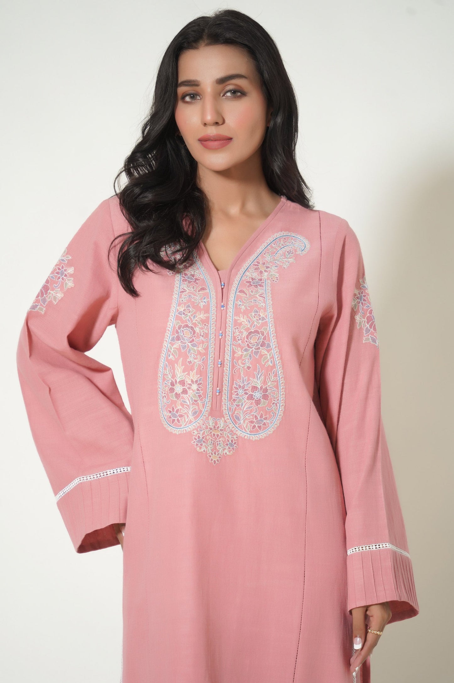 Stitched 1 Piece Embroidered Khaddar Shirt